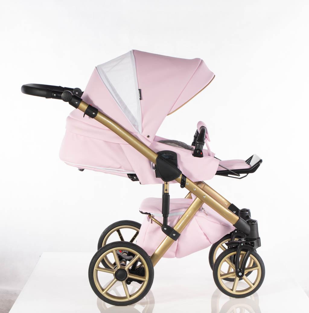Wózek dziecięcy  -  Navi Różowy - Złoty  -  3w1  -  darmowa dostawa