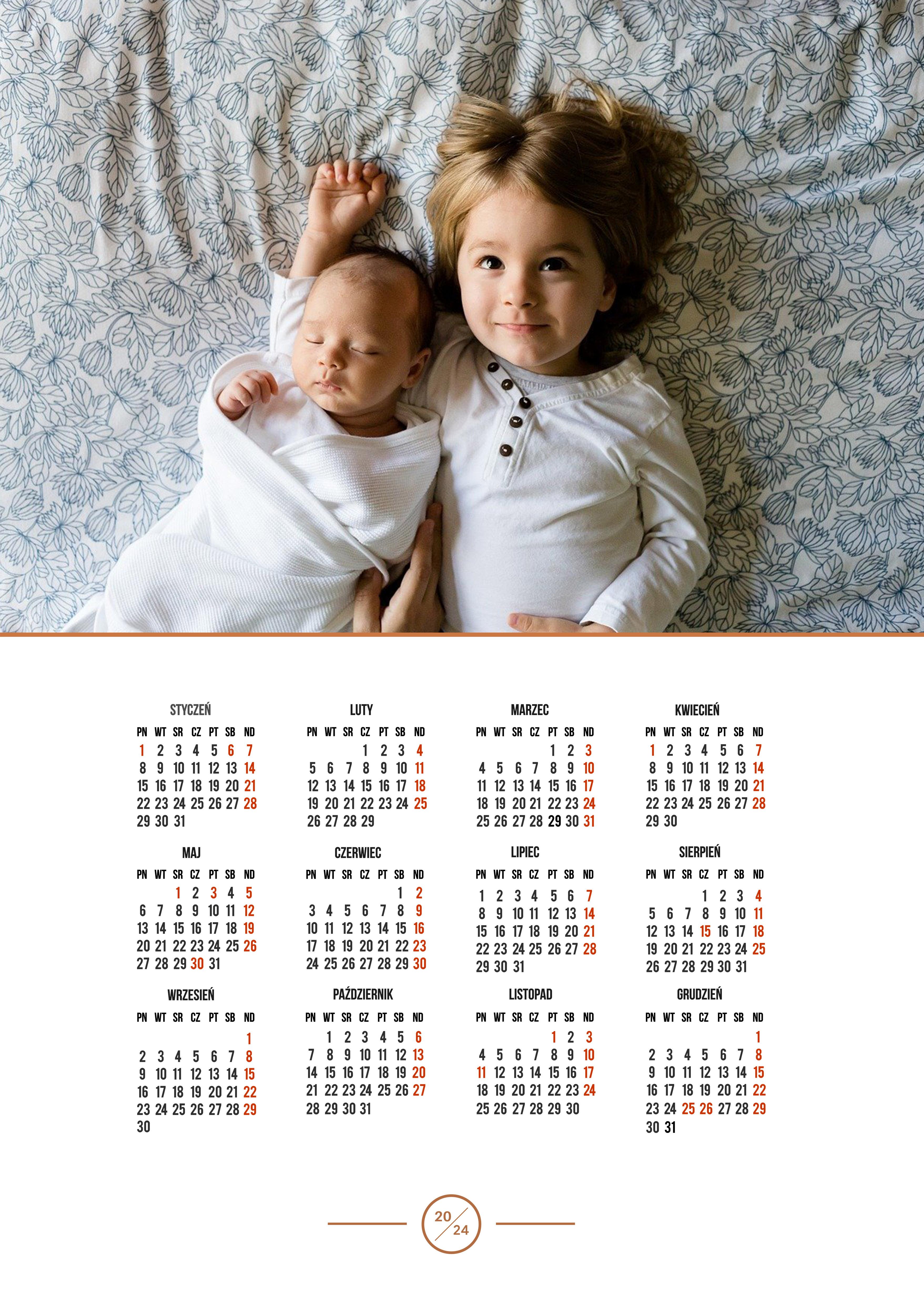Kalendarze 2024, Kalendarze A3 2024, Kalendarze PSD 2024