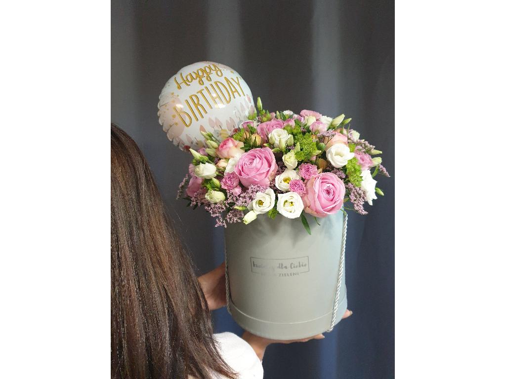 urodzinowy flowerbox z balonem