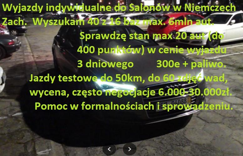 Indywidualny Wyjazd do samochodów do Niemiec sprawdzę stan 12 aut, Warszawa,Poznań,Gdańsk,Kraków,Bydgoszcz,Łódź, mazowieckie