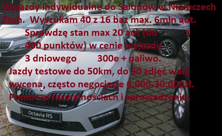 Indywidualny Wyjazd do samochodów do Niemiec sprawdzę stan 12 aut, Warszawa,Poznań,Gdańsk,Kraków,Bydgoszcz,Łódź, mazowieckie