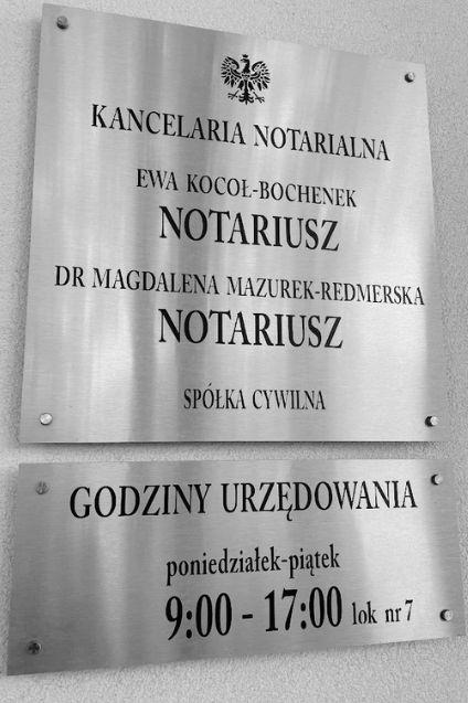 Tabliczka informacyjna Kancelarii Nowa Huta