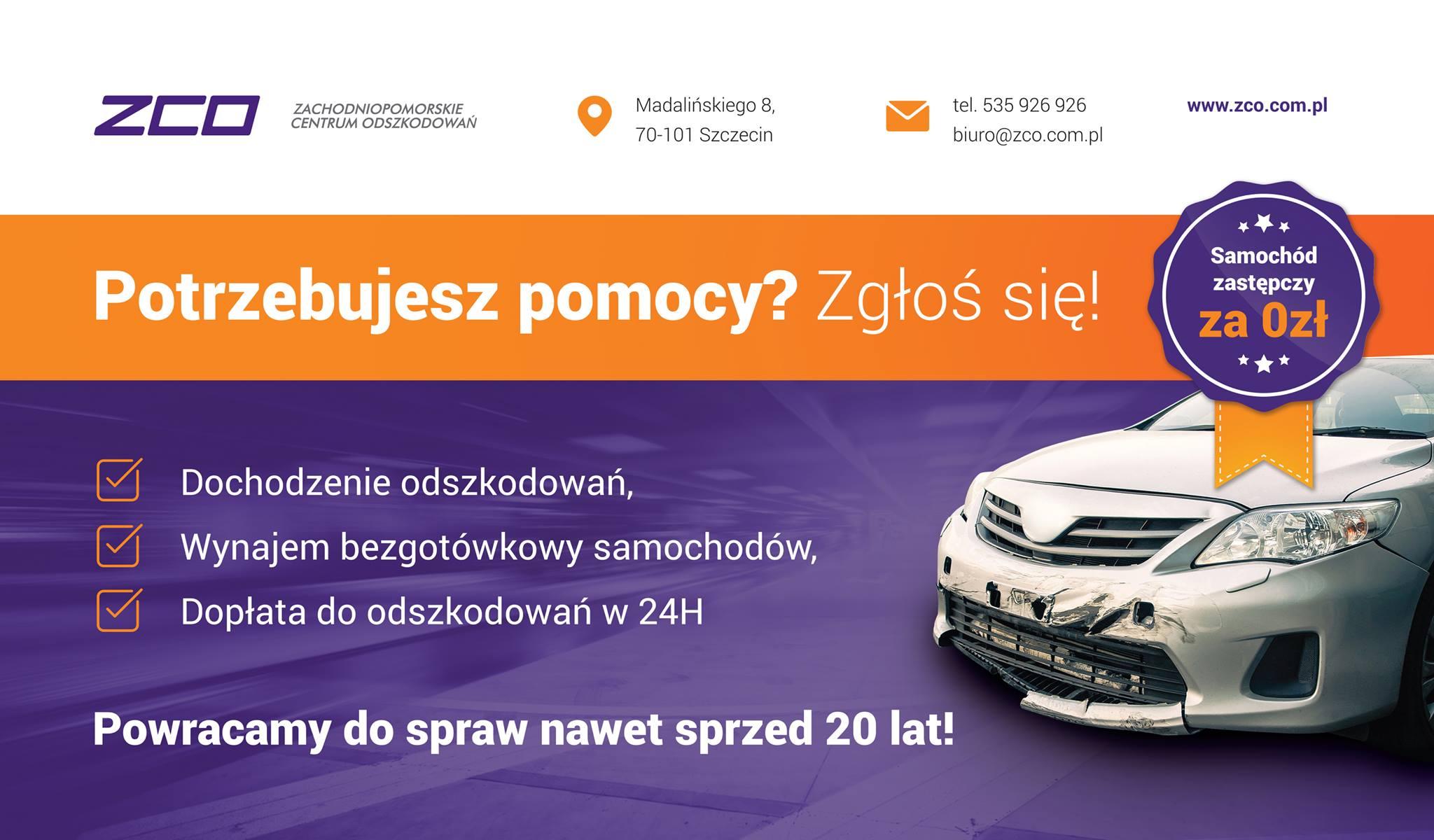 Kolizja, wypadek, dochodzenie odszkodowań, darmowe auto zastępcze, , Szczecin, Gorzów, Koszalin, Poznań, zachodniopomorskie