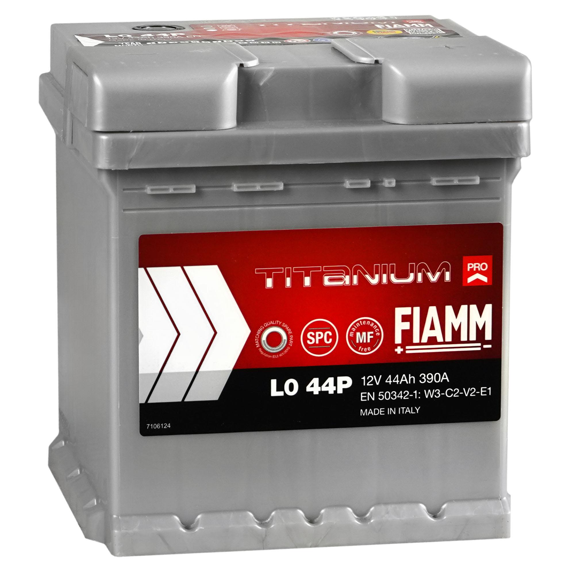Akumulator FIAMM TITANIUM PRO FIAT 12V 44Ah 390A Prawy Plus, Świecie