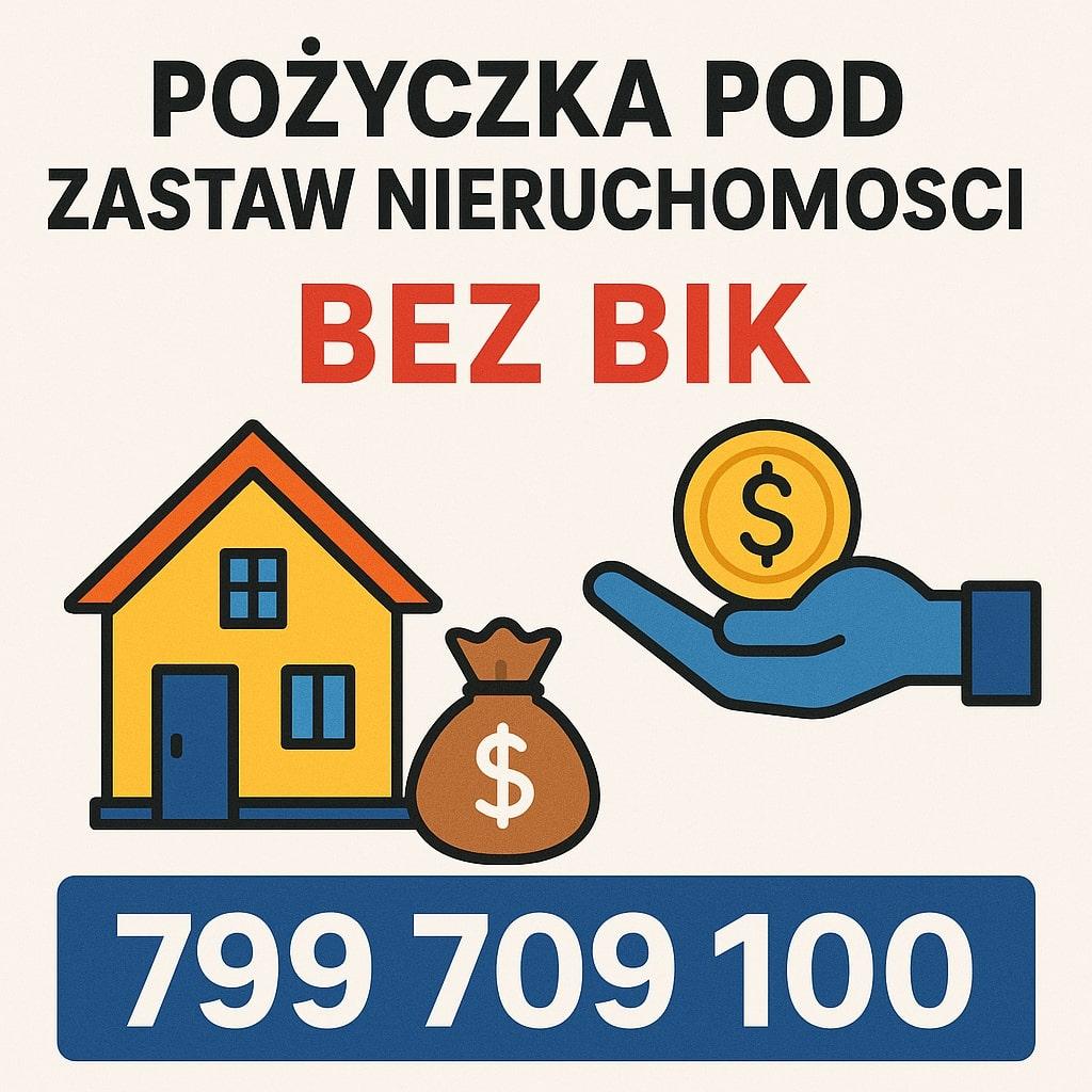 Pożyczka pod zastaw nieruchomości, działek, gruntów ornych Bez BIK 