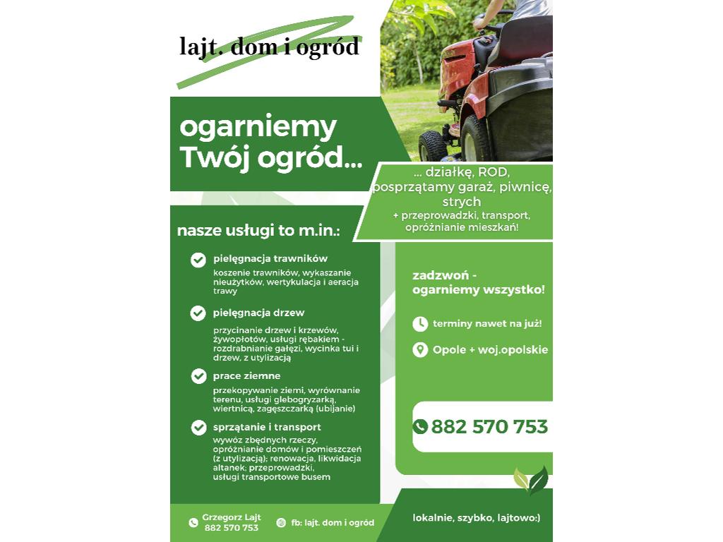 Usługi ogrodnicze, transport, przeprowadzki, opróżnianie mieszkań, Opole, opolskie