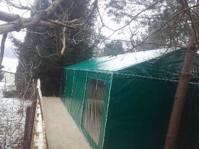 Hala magazynowa z plandeki PVC 680 g/m, konstrukcja stalowa - kliknij, aby powiększyć